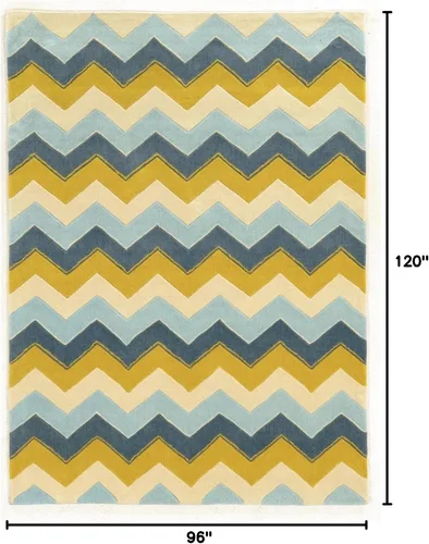 Vista 8 de Linon Colección Trío RUG-TARL3681, azul, 8 x 10