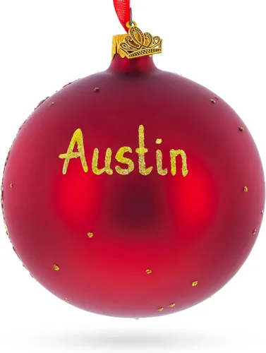 Vista 2 de Austin, Texas - Adorno de Navidad con bola de cristal, 4 pulgadas