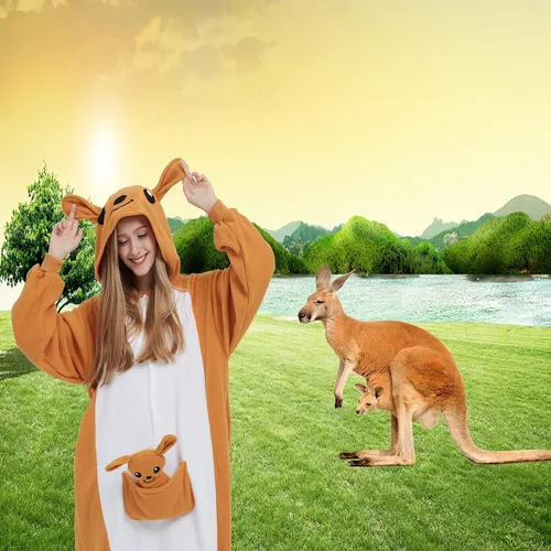 Vista 5 de SimZoo Pijama de animal para adultos, disfraz de cosplay de animales para hombres y mujeres, ropa de dormir unisex de una sola pieza