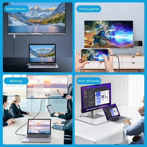 Vista 7 de ELUTENG Compatible con cable HDMI de Nintendo Switch 4K de 6.6 pies, USB C a HDMI, interruptor de TV Dock con PD carga rápida para proyector
