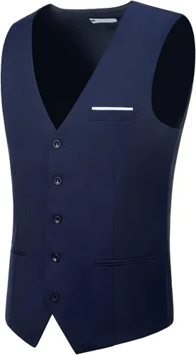Vista 4 de Traje de hombre chaleco con cuello en V sin mangas ajustado chaqueta de novio casual chaleco para boda fiesta formal esmoquin para hombres