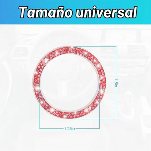 Vista 2 de Calcomanías de anillo de arranque de motor con diamantes de imitación de cristal, paquete de 2 unidades, cubierta / calcomanías para botón de Rojo