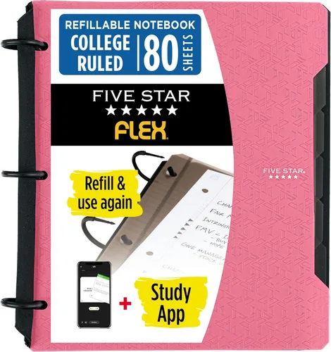 Vista 18 de Five Star Flex - Cuaderno recargable + aplicación de estudio, papel rayado universitario y carpeta de anillos TechLock de 1-1/2 pulgadas