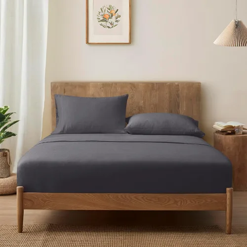 Vista 4 de ATLINIA Funda de colchón 100 % lino, 1 pieza lavada a la piedra con bolsillo profundo de 15 pulgadas hecha de lino puro francés, ropa de cama Gris