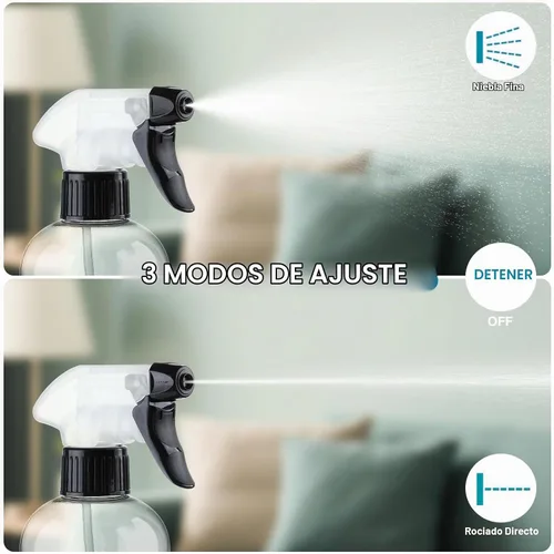 Vista 4 de Botellas pulverizadoras de plástico de 10 onzas, botella de spray de agua Mist Stream Empty Sprayer BPA-free Refillable Container Adjustable