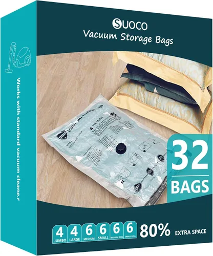 Vista 19 de Bolsas de almacenamiento al vacío, bolsas de sellado de embalaje de compresión para ropa, ropa de cama, edredones, mantas, almohadas, 14 pequeñas