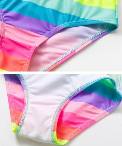 Vista 5 de Hiheart Conjunto de bikini de 2 piezas para niñas, traje de baño de verano UPF 50+ para niños