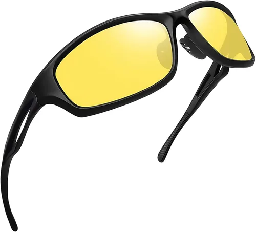 Vista 7 de Joopin Rectangle Sports Sunglasses Polarized UV400 Protection Wrap Around Negro Negro