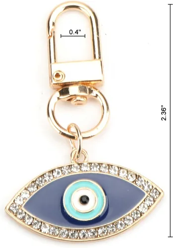 Vista 4 de Evil Eye Keychain,Evil Eye Bag Charm for Protection & Good Luck,Christmas Halloween Birthday Gift for Women Men Oro
