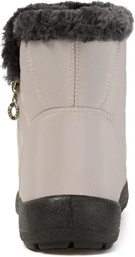 Vista 7 de Eagsouni Botas de nieve para mujer, botines de invierno para mujer, con forro de piel cálida, botines gruesos con cremallera, zapatos planos