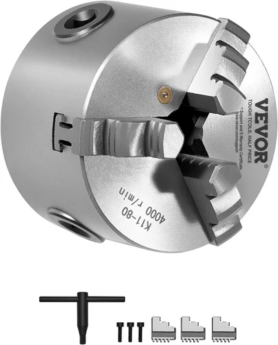Vista 12 de VEVOR - Portabrocas para torno de 3 mandíbulas, 20,32 cm, Portabrocas autocentrante para torno, Rango de sujeción de 0,16-8 pulg/4-200 mm