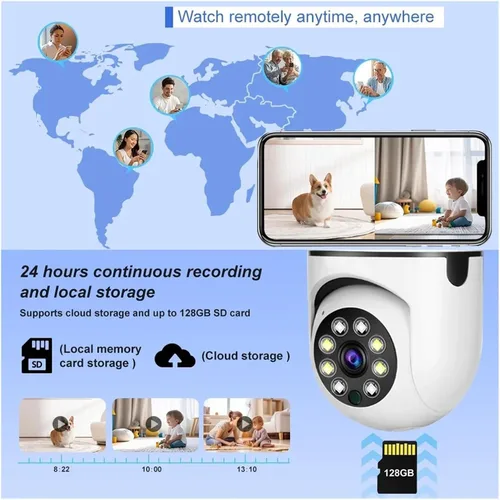 Vista 8 de Dual Lens Indoor WiFi Security Camera