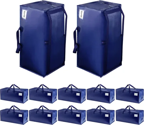 Vista 63 de VENO Paquete de 6 bolsas de mudanza resistentes con correas de mochila, cremalleras y asas, bolsas de embalaje extragrandes para artículos