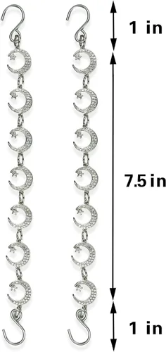 Vista 5 de COYWX 2 cadenas de zapatos de sol y luna, cadena de metal con dijes de estrella brillantes para zapatos, relación de amistad, pareja, pareja