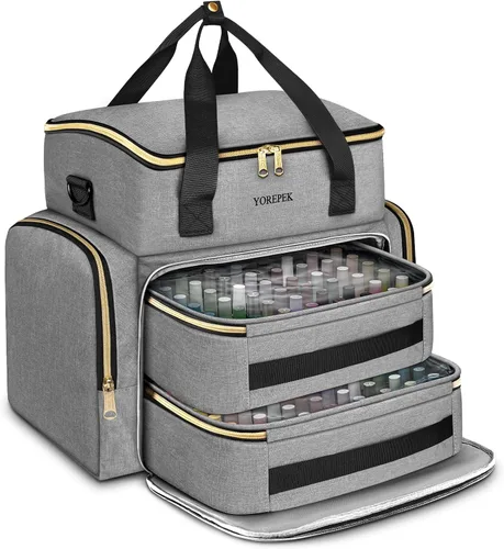 Vista 15 de YOREPEK XL - Estuche organizador de esmalte de uñas para 96 a 100 botellas Rosa-96bottles