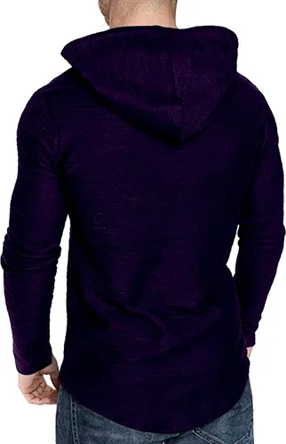 Vista 6 de Moderna sudadera deportiva de vellón con capucha, para hombres, jersey de lana unicolor sin botones.