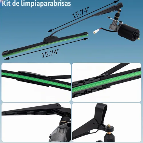 Vista 5 de Kit de limpiaparabrisas eléctrico UTV, kit de motor de limpiaparabrisas universal, kit de limpiaparabrisas eléctrico de 12 V para UTV, kit