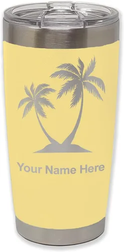 Vista 15 de LaserGram Vaso aislado al vacío de 20 onzas, palmeras, grabado personalizado incluido (negro)