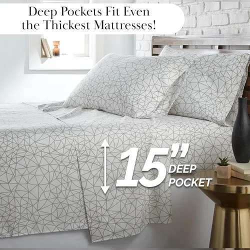 Vista 70 de Southshore Fine Living, Inc. Colección Winter Brush, juego de sábanas de 3 piezas para cama individual, sábana bajera con bolsillo profundo de 14
