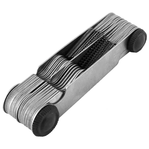 Vista 3 de Medidor de paso de tornillo, calibre de rosca, 2 piezas de 60 ° +1 pieza de calibre central de 55 °, juego de herramientas de medición de cola