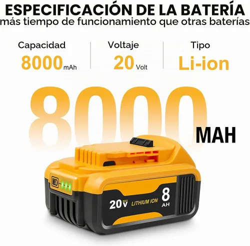Vista 2 de Reemplazo de batería de 8.0Ah para batería Dewalt 20V MAX, con estación de cargador DCB112 Amarillo