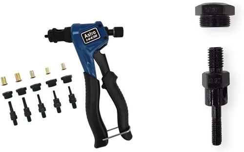 Vista 2 de Astro Pneumatic Tool 1443B - Kit profesional de tuercas remachadoras de mano SAE y métricas con tuercas de remache, acero de aleación
