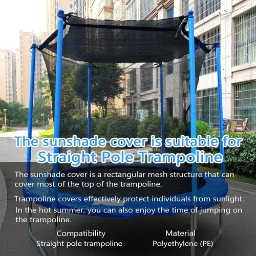 Vista 3 de Cubierta de Sombra para Trampolín, Cubierta de Trampolín para 8FT 10FT 12FT 14FT 16FT Poste Recto Trampolín Redondo Protección Solar, Fácil