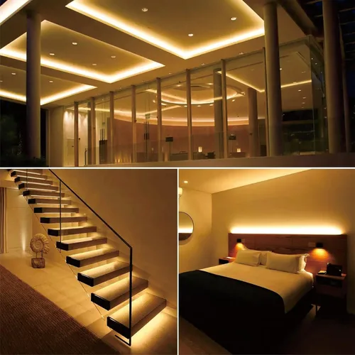 Vista 2 de Tira de luces LED de color blanco cálido de 16.4 pies, 300 LED de color blanco suave, 3000 K, impermeable, para dormitorio, armarios de cocina, sala