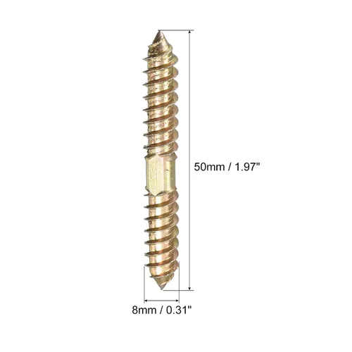 Vista 2 de Uxcell Pernos de suspensión de 0.315 x 1.969 in, 24 tornillos de rosca autorroscantes de doble extremo para conexión de madera