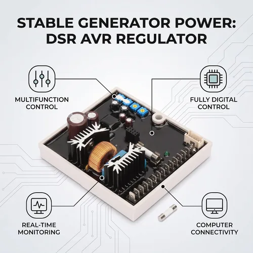 Vista 5 de Regulador de voltaje automático para generador, entrada 40-270VCA, control digital, salida 5A