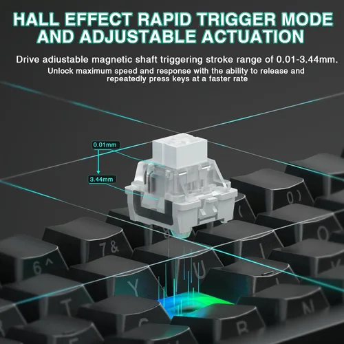 Vista 6 de AULA MINI60 HE PRO - Teclado mecánico 60% inalámbrico para juegos, interruptor magnético de efecto Hall intercambiable en caliente, modo de disparo