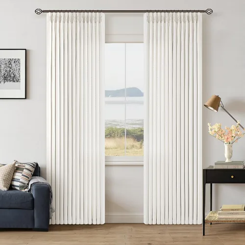 Vista 37 de TWODRAPES Juego de 2 paneles de cortinas plisadas de lino de 96 pulgadas de Avena