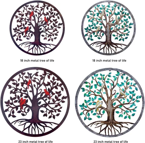 Vista 9 de CHINDEUISYUT Arte de pared de metal, árbol de la vida, decoración de pared de metal para habitación, jardín, porche, patio, oficina, decoración