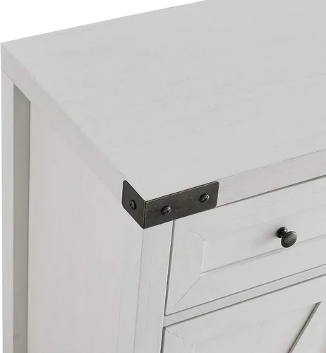Vista 6 de Walker Edison Charleston - Gabinete con dos puertas de estilo granero, 30 pulgadas, color blanco cepillado
