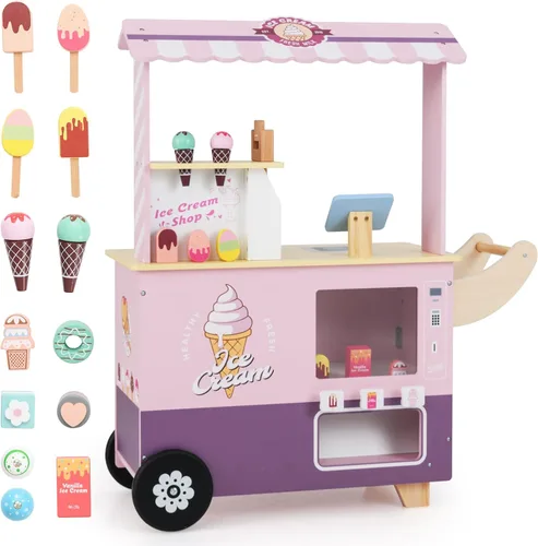 Vista 15 de Costzon Juego de tienda de comestibles para niños, juego de soporte de mercado de simulación para niños pequeños con juguete de juego de 30 piezas
