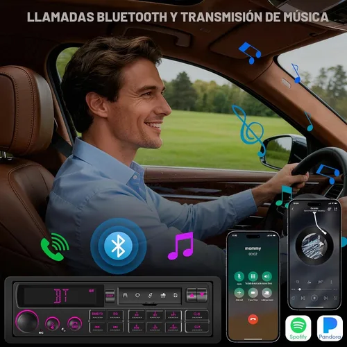 Vista 3 de Receptor estéreo de coche retro Bluetooth: Radio de aspecto clásico europeo