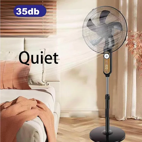 Vista 2 de Ventilador solar de pie de 16 pulgadas, ventilador solar con control remoto y panel solar, 4 velocidades, con iluminación nocturna (negro) negro