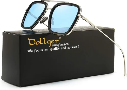 Vista 8 de Dollger Tony Stark - Lentes transparentes sin prescripción clásicas con marco de metal para hombres y mujeres Marco negro y doradolente transparente