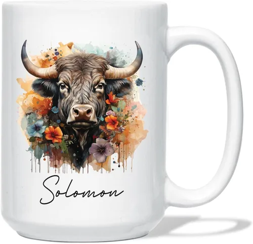 Vista 24 de Taza de café de oso – Regalo personalizado para amantes, taza de té de animales salvajes con flores, regalo de cerámica personalizado para amantes