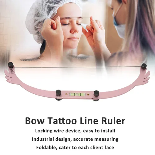 Vista 6 de Juego de reglas de marcador de línea de cejas, herramienta de cuerda de mapeo de cejas plegable Hilo Microblading Line Marker Kit de regla