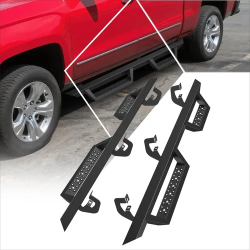 Vista 2 de Estribos de barras Nerf de 2.75 pulgadas, color negro, compatibles con Chevy Silverado/GMC Sierra Extended Cab (par)