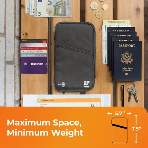 Vista 5 de Zero Grid Passport Wallet - Travel Document Holder wRFID Blocking
