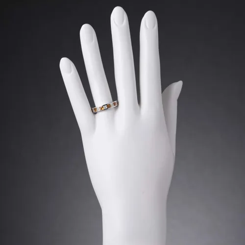 Vista 3 de PEORA Anillo de boda Half Eternity para mujer, plata de ley 925 con piedras preciosas de corte princesa, tallas 5 a 9