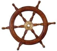 Vista 3 de Crafts International Náutica Marina Madera Marítima 18" Capitanes Barcos Volante de Latón Centro de 18 pulgadas