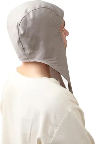 Vista 3 de KUOIN Medieval Coif Cap Linen Hats Bonnet with Ear Flaps Victorian Peasant Cosplay Arming Cap Accessories