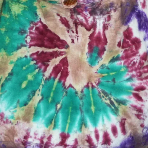 Vista 2 de TIE DYE - Bolso cruzado bohemio hipster estilo hobo, hippie, tono blanco, 39 pulgadas