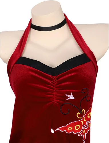 Vista 5 de Vestido Ada sexy bordado con cuello colgante para mujer, disfraz de Halloween