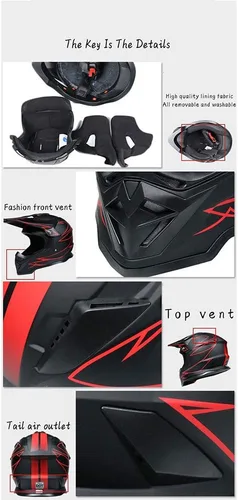 Vista 6 de Casco de motocross y cuatrimotos para bicicleta de tierra para hombres y mujeres; casco de competencia profesional certificado por DOT (naranja, XL)