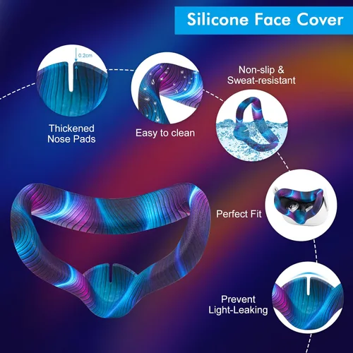 Vista 4 de Relohas Accessories for Oculus Quest 2, VR Accessory Set for Meta Quest 2, Include Controller Grip Leather Cover, VR Shell Cover, Face Cover, The