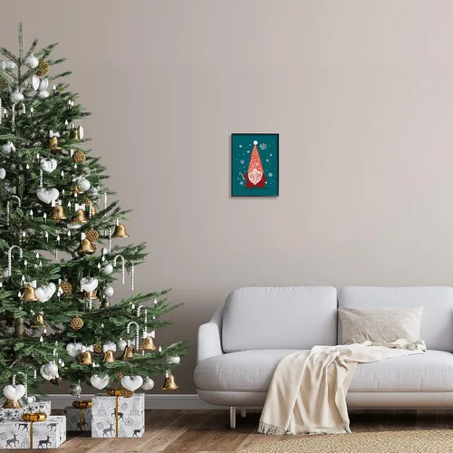 Vista 2 de Stupell Industries Gnomo para juego de palabras navideñas divertido elfo de jardín, diseñado por Loni Harris, arte de pared enmarcado negro, 11 x